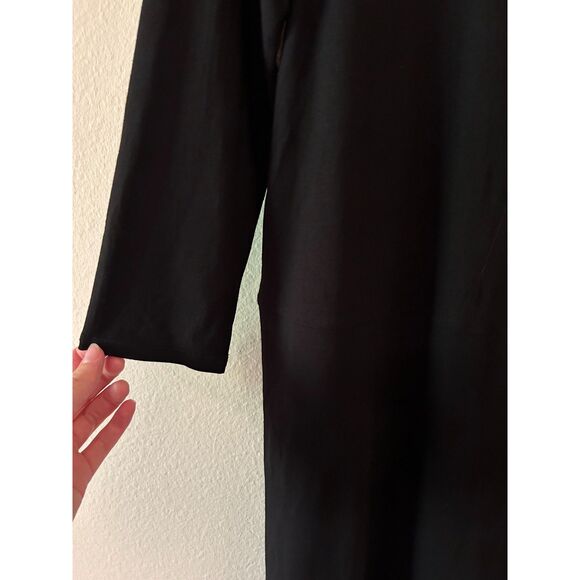 Eileen Fisher Petite Small Stretchy Comfortable Black Long Sleeved Dress - Picture 4 of 7